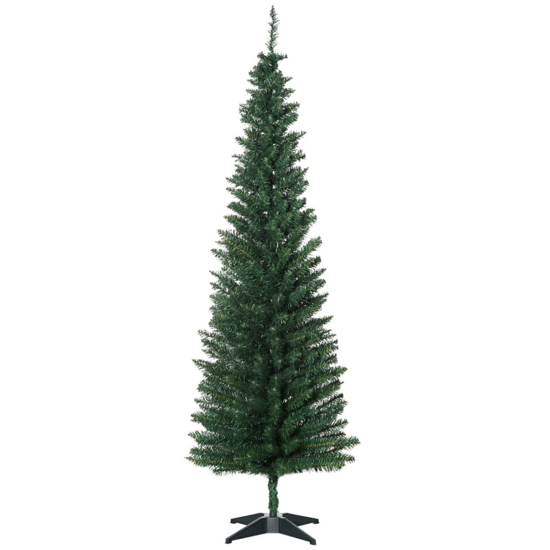 Alvantor Slim Pencil Christmas Tree with 390 Tips, Unlit Artificial Xmas Tree with Plastic Stand 6' Green
