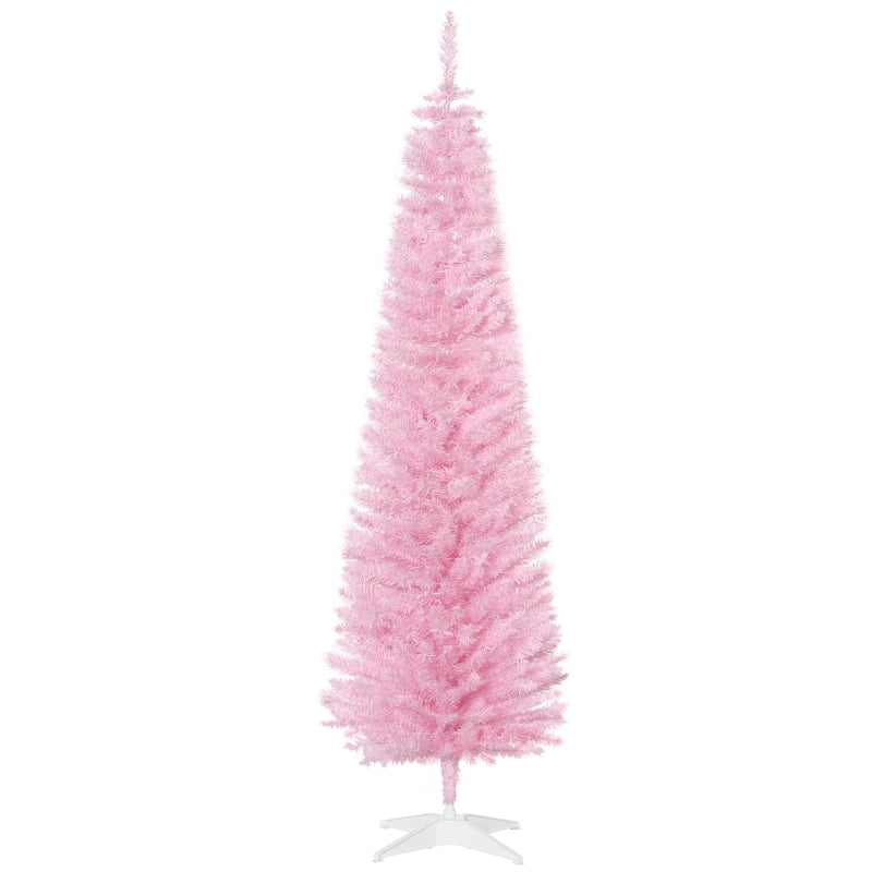 Alvantor Slim Pencil Christmas Tree with 390 Tips, Unlit Artificial Xmas Tree with Plastic Stand 6' Pink
