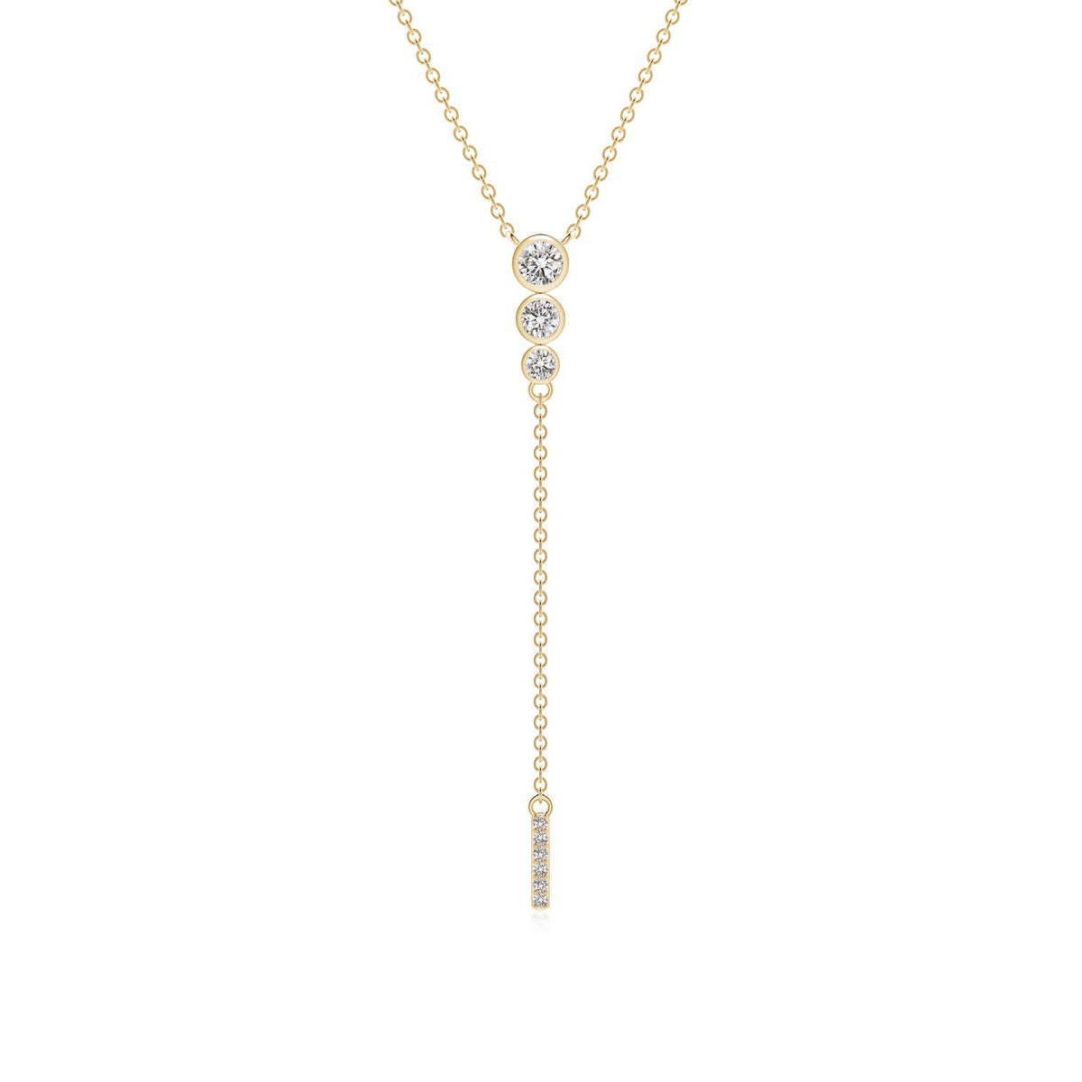 Angara Necklace - Natural Diamond Lariat Necklace in 14K Yellow Gold for Women | April Birthstone Jewelry, Birthday, Anniversary, Christmas, Jewelry Gift for Women