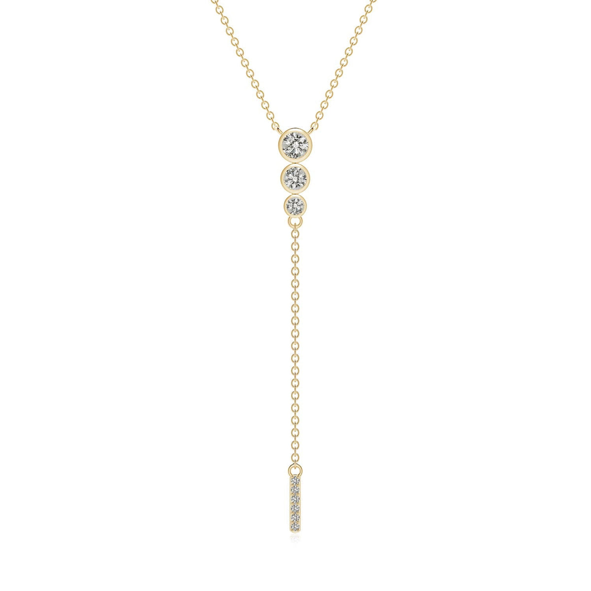 Angara Necklace - Natural Diamond Lariat Necklace in 14K Yellow Gold for Women | April Birthstone Jewelry, Birthday, Anniversary, Christmas, Jewelry Gift for Women