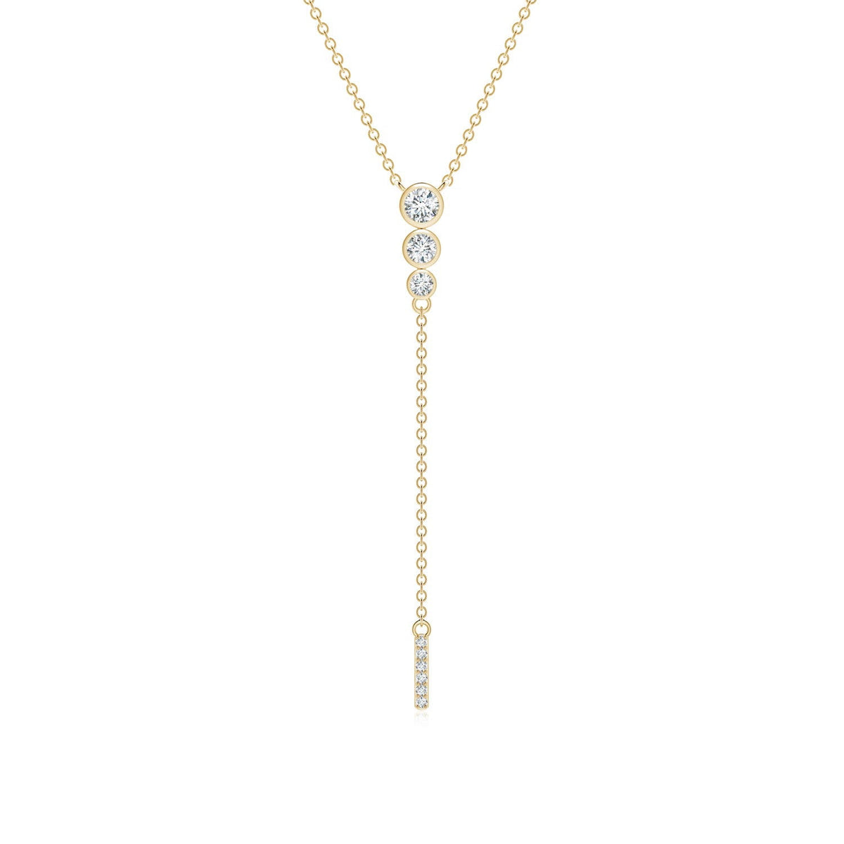 Angara Necklace - Natural Diamond Lariat Necklace in 14K Yellow Gold for Women | April Birthstone Jewelry, Birthday, Anniversary, Christmas, Jewelry Gift for Women