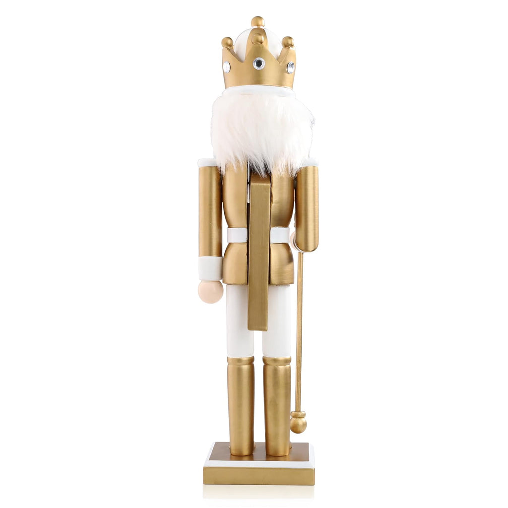 Apec's Nutcracker Christmas Decor,15 Inch Wooden Gold King Figures Holiday Decor V12