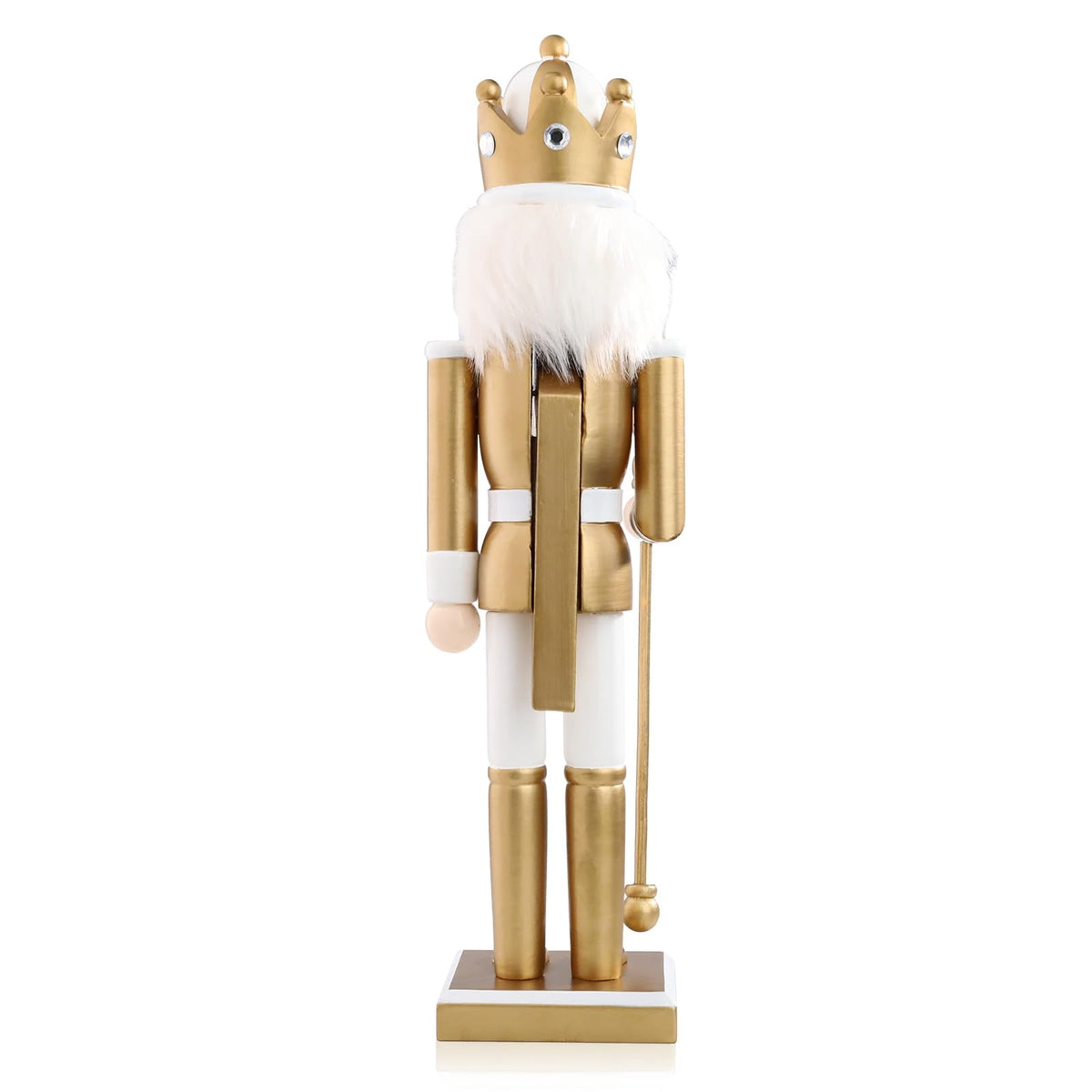 Apec's Nutcracker Christmas Decor,15 Inch Wooden Gold King Figures Holiday Decor V12