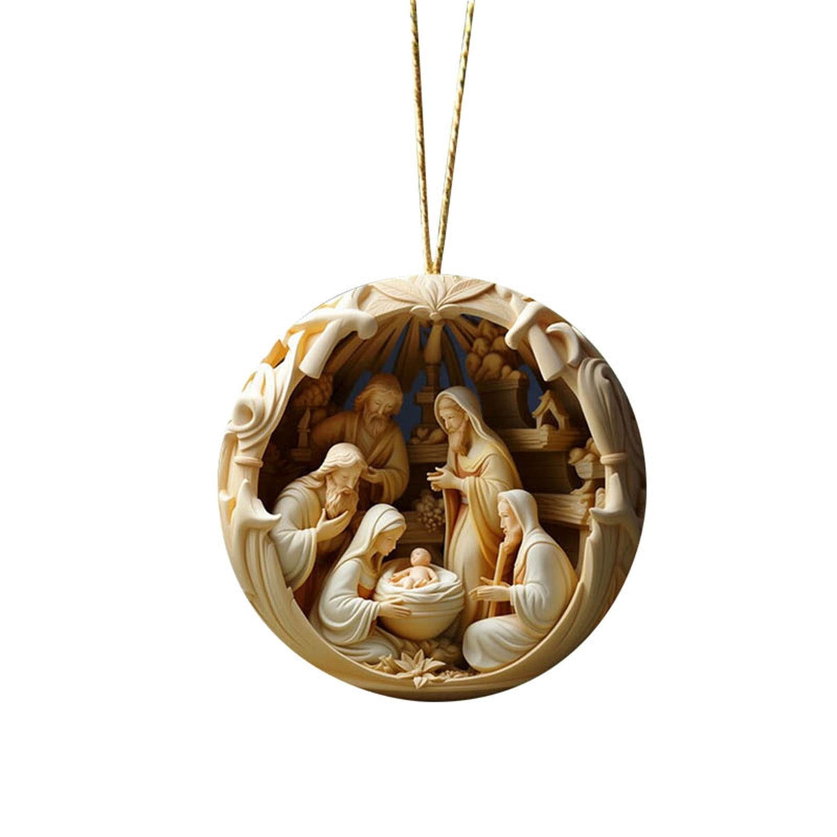 AuroraX The Birth of Jesus Nativity Scene Sets for Christmas Decor,Vintage Acrylic Hanging 3.5 Inch Ornament Indoor Holiday Christian Decor