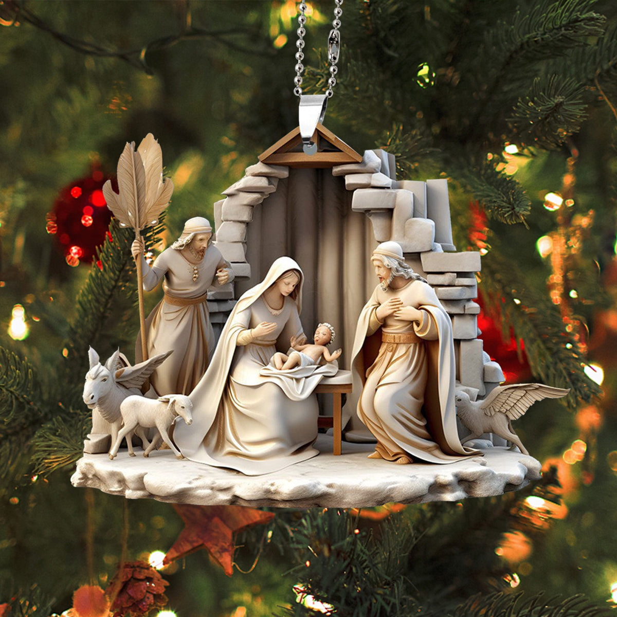 AuroraX Modern Christmas Decoration Hanging Acrylic Christmas Nativity Sets Neutral 2025 Decorative Nativity for Christma Tree,Home Decor