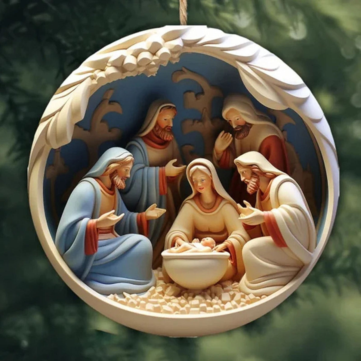 AuroraX Acrylic Nativity Scene Character Sets for Christmas Decorations,Mini Classic 2.4 inch Hanging Ornament for Christmas Tree,Holiday Religious Indoor Decorations