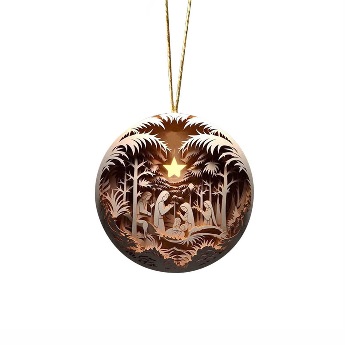 AuroraX The Birth of Jesus Nativity Scene Sets for Christmas Decor,Vintage Acrylic Hanging 3.5 Inch Ornament Indoor Holiday Christian Decor