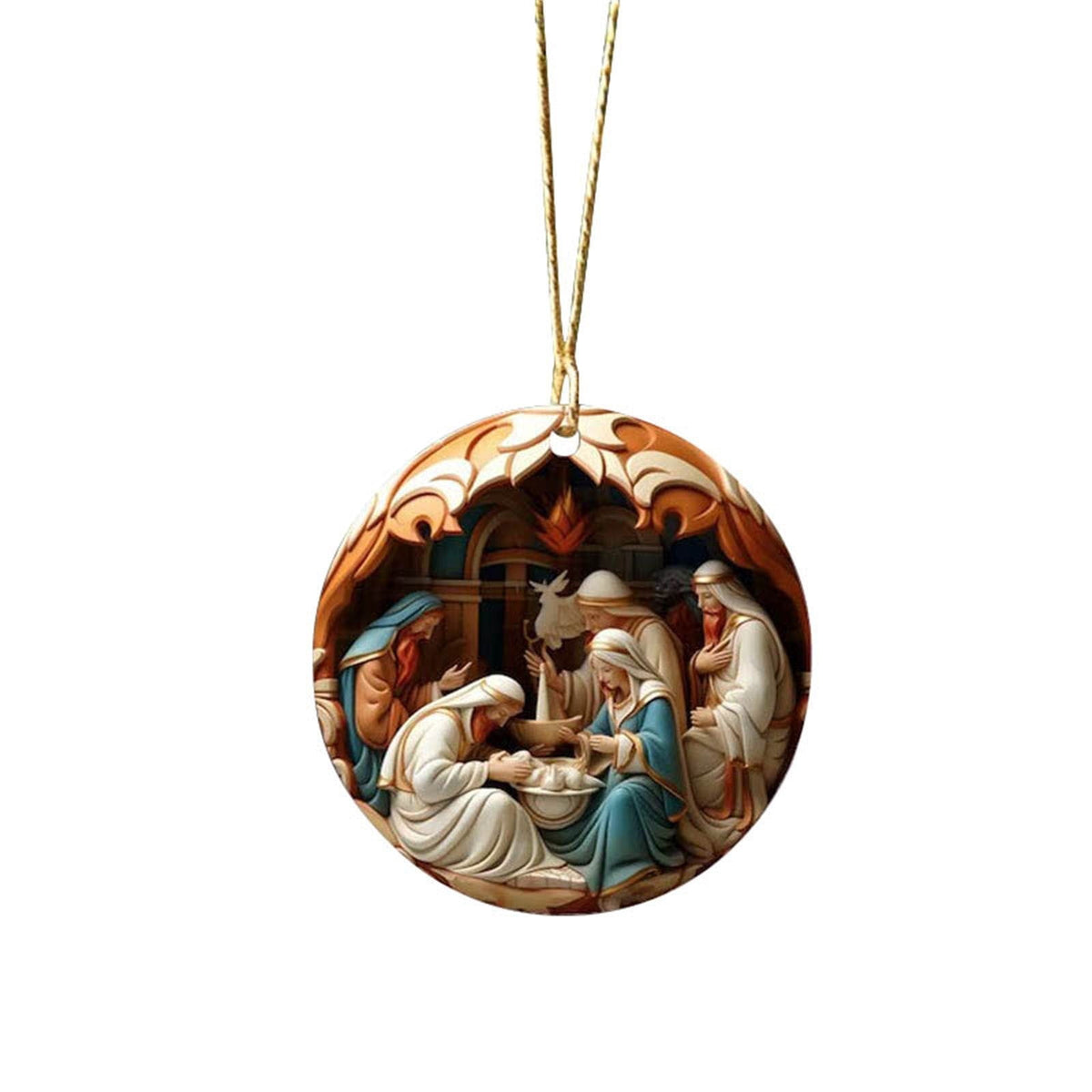 AuroraX The Birth of Jesus Nativity Scene Sets for Christmas Decor,Vintage Acrylic Hanging 3.5 Inch Ornament Indoor Holiday Christian Decor