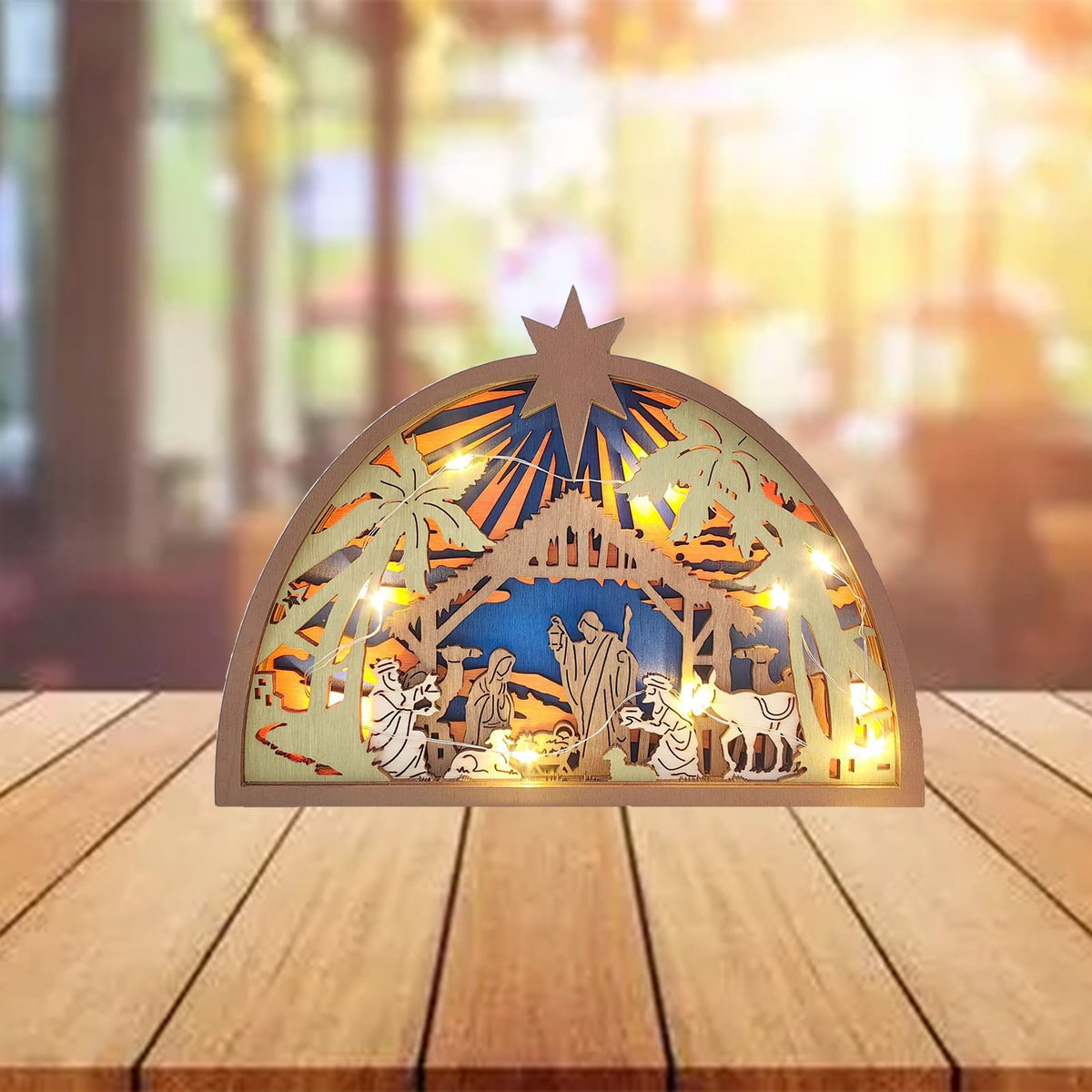 AuroraX Hanging Nativity Scene Sets for Christmas Decor,Holy Family Vintage Acrylic Ornament for Christmas Tree,Holiday Indoor Religious Decorations