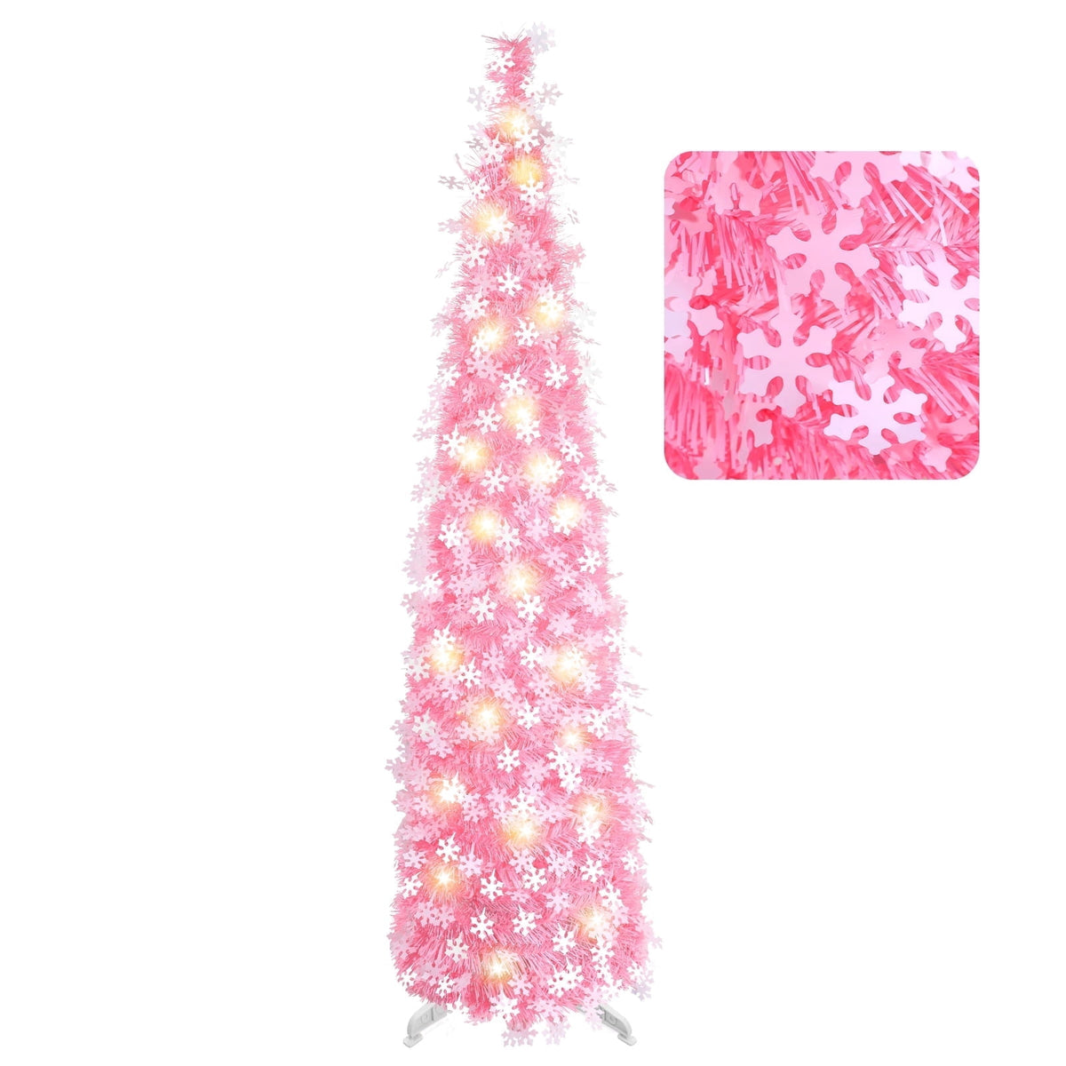 Ayieyill 5ft Pop up Christmas Tree,Color Artificial Pencil Tinsel Xmas Trees for Christmas Indoor Decorations, Collapsible Christmas Tree (Silver)