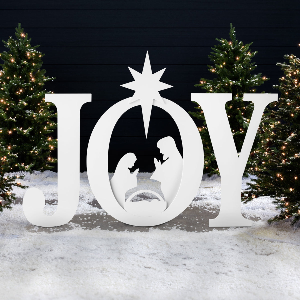 Best Choice Products 46in Outdoor JOY Christmas Nativity Decoration w/ Weather Resistant PVC, Ground Stakes - Red/White
