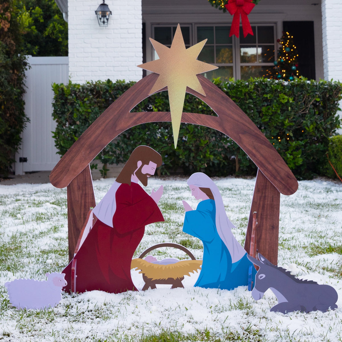 Best Choice Products 4ft Outdoor Nativity Scene, Weather-Resistant Decor, Christmas Family Yard Decoration, PVC - White