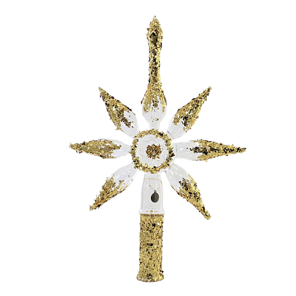 Blubom 13.25In Transparent Gold Star Finial, Glass, Tree Topper Reflector Christmas 2022295