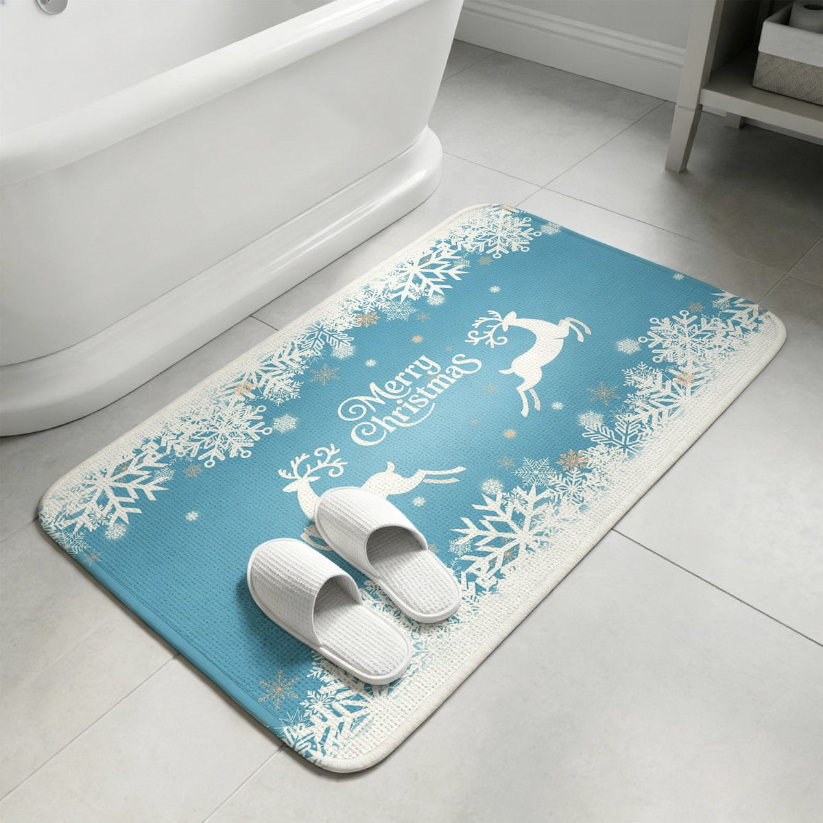 Black Christmas Washable Area Rugs for Living Room Bedroom, Large Non Slip Indoor Floor Carpet Absorbent Low Pile Elk Xmas Snowflake Winter Deer Door Mat Rugs for Bathroom Entryway 47.2"x63"