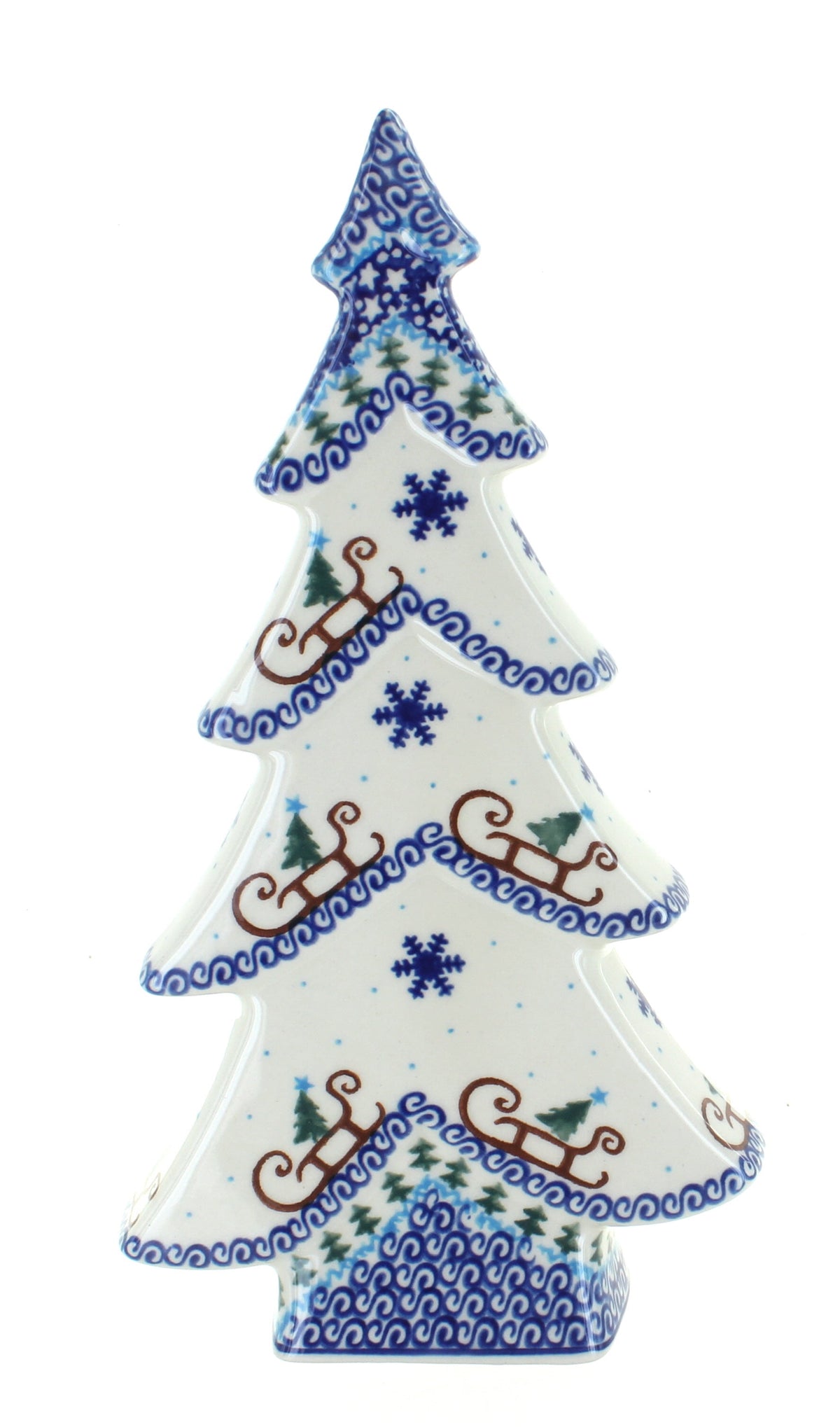 Blue Rose Polish Pottery Little Snowman Flat Christmas Tree