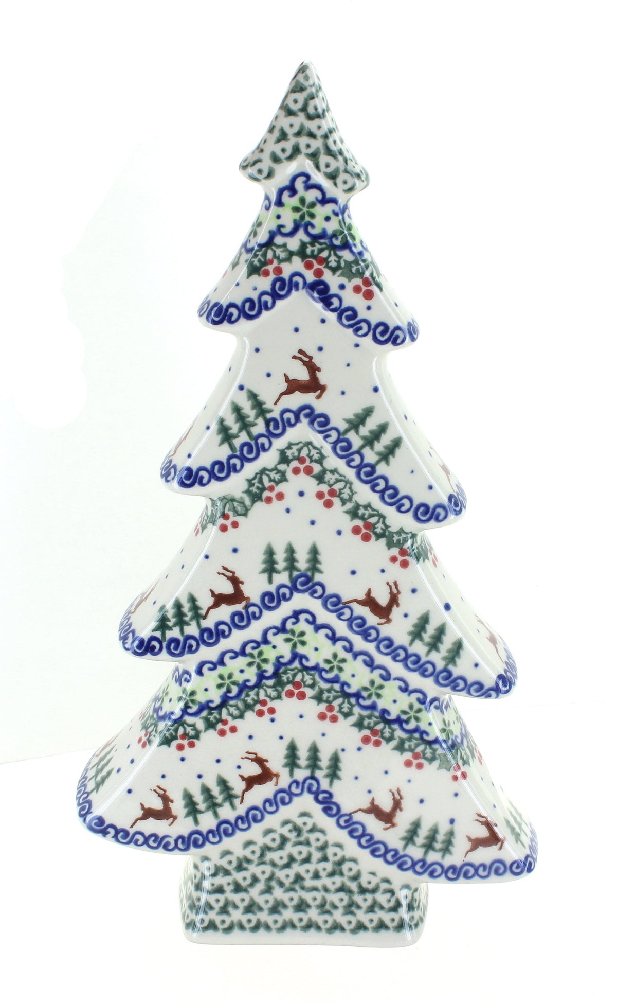 Blue Rose Polish Pottery Little Snowman Flat Christmas Tree