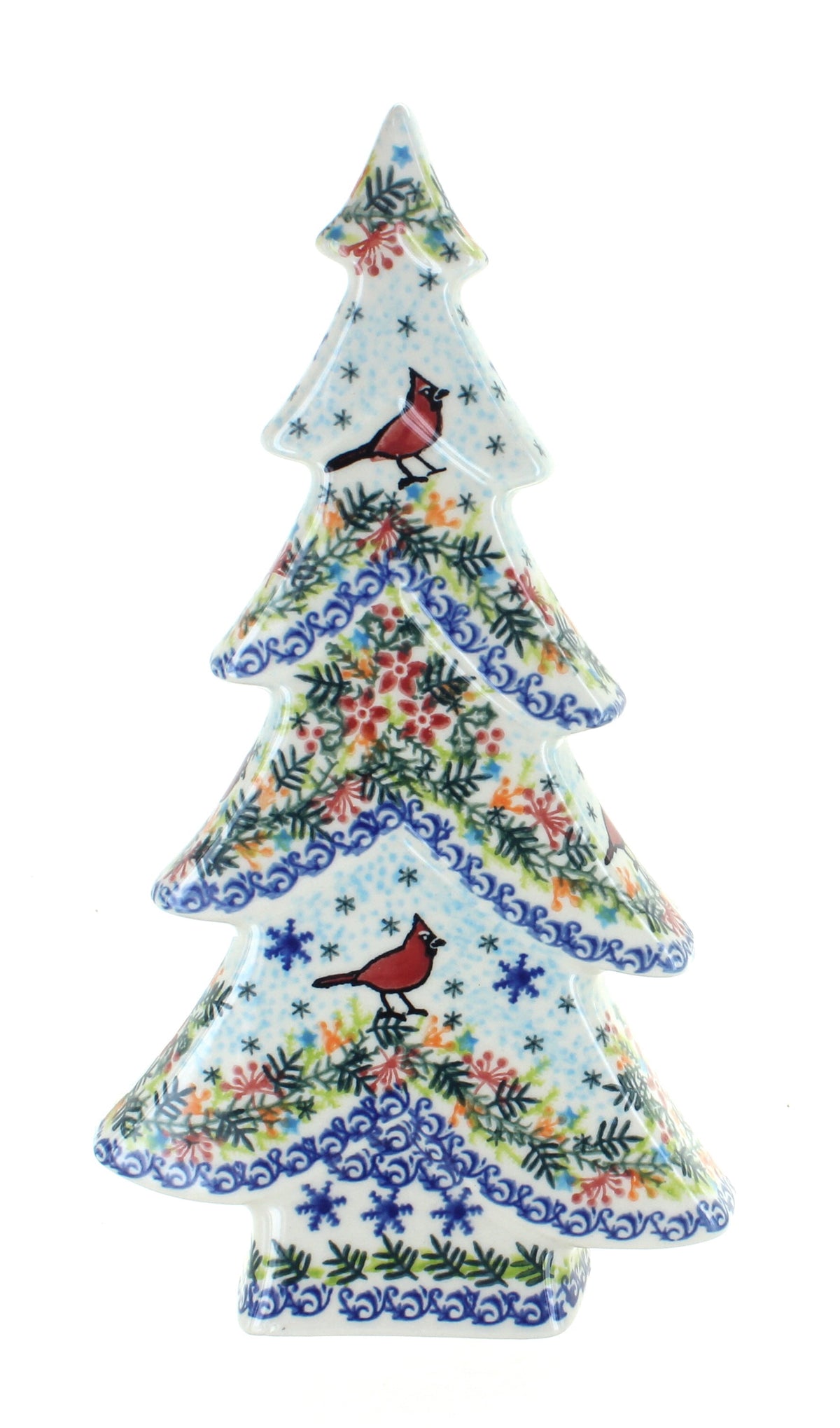 Blue Rose Polish Pottery Little Snowman Flat Christmas Tree