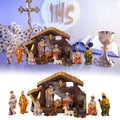 CaiYueKe Hand-Painted Nativity Scene Set, Resin Christmas Manger Ornaments Tabletop Decor, Religious Holiday Display for Home, Festive Christian Gift for Family