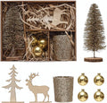 Candle Garden Kit with Bottle Brush Tree, Tealight, Glass Ornaments and Wood Figures, Boxed Set of 8