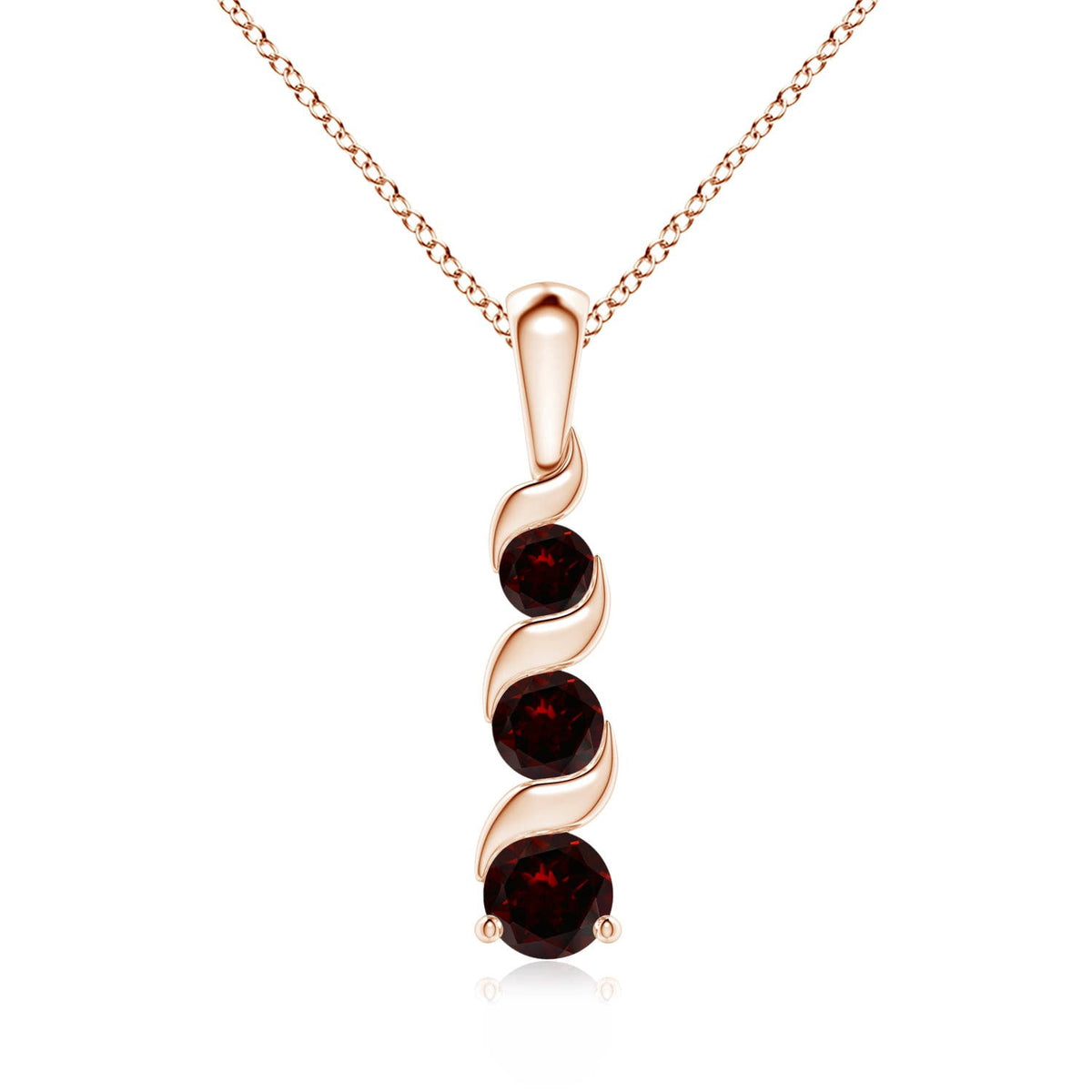 Angara Necklace - Natural Round Garnet Pendant Necklace in 925 Sterling Silver for Women (Size-4mm) | January Birthstone Jewelry, Birthday, Anniversary, Christmas, Jewelry Gift for Women