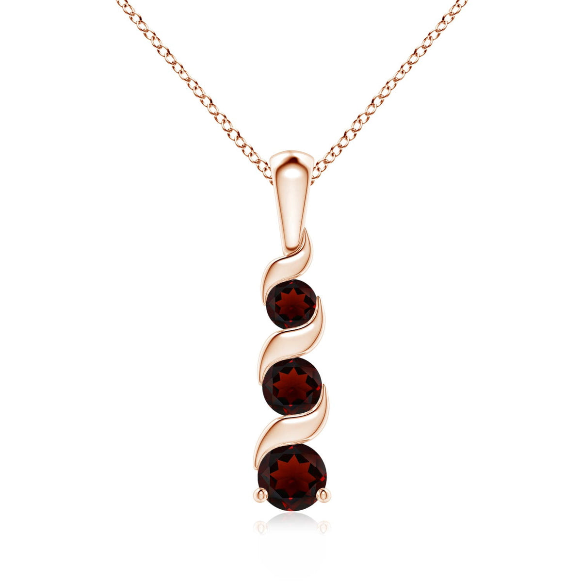 Angara Necklace - Natural Round Garnet Pendant Necklace in 925 Sterling Silver for Women (Size-4mm) | January Birthstone Jewelry, Birthday, Anniversary, Christmas, Jewelry Gift for Women