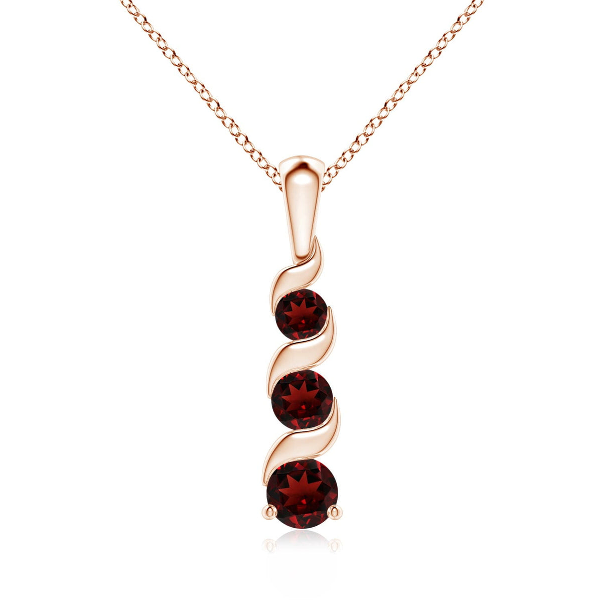 Angara Necklace - Natural Round Garnet Pendant Necklace in 925 Sterling Silver for Women (Size-4mm) | January Birthstone Jewelry, Birthday, Anniversary, Christmas, Jewelry Gift for Women