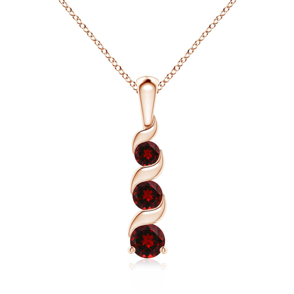Angara Necklace - Natural Round Garnet Pendant Necklace in 925 Sterling Silver for Women (Size-4mm) | January Birthstone Jewelry, Birthday, Anniversary, Christmas, Jewelry Gift for Women