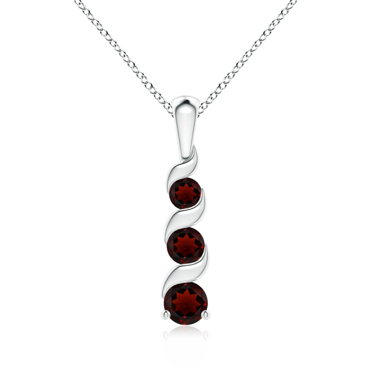 Angara Necklace - Natural Round Garnet Pendant Necklace in 925 Sterling Silver for Women (Size-4mm) | January Birthstone Jewelry, Birthday, Anniversary, Christmas, Jewelry Gift for Women