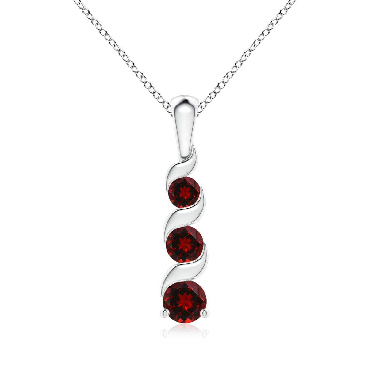 Angara Necklace - Natural Round Garnet Pendant Necklace in 925 Sterling Silver for Women (Size-4mm) | January Birthstone Jewelry, Birthday, Anniversary, Christmas, Jewelry Gift for Women