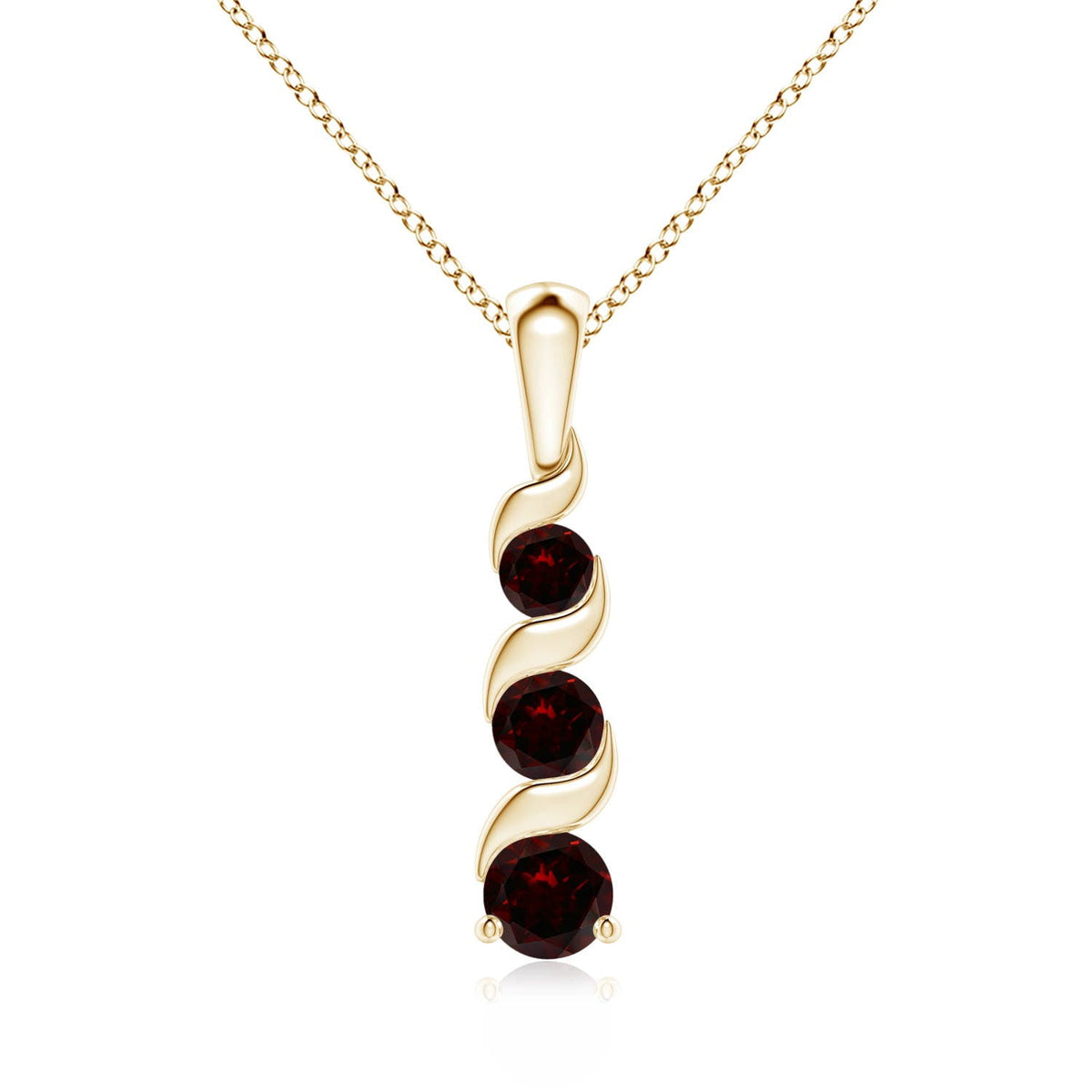 Angara Necklace - Natural Round Garnet Pendant Necklace in 925 Sterling Silver for Women (Size-4mm) | January Birthstone Jewelry, Birthday, Anniversary, Christmas, Jewelry Gift for Women