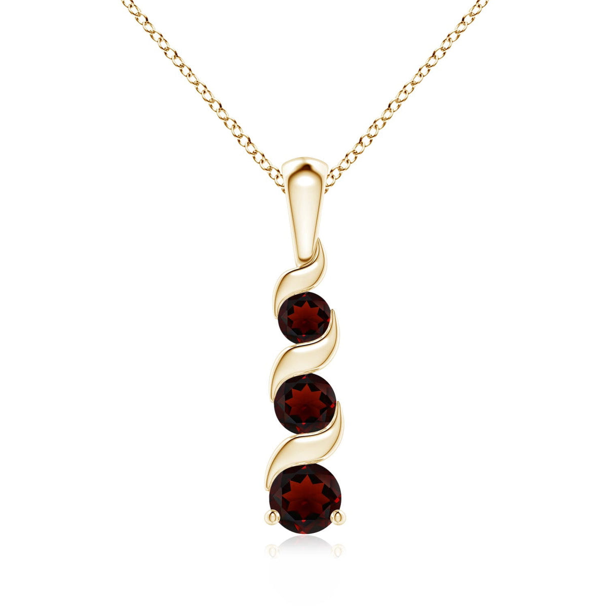Angara Necklace - Natural Round Garnet Pendant Necklace in 925 Sterling Silver for Women (Size-4mm) | January Birthstone Jewelry, Birthday, Anniversary, Christmas, Jewelry Gift for Women