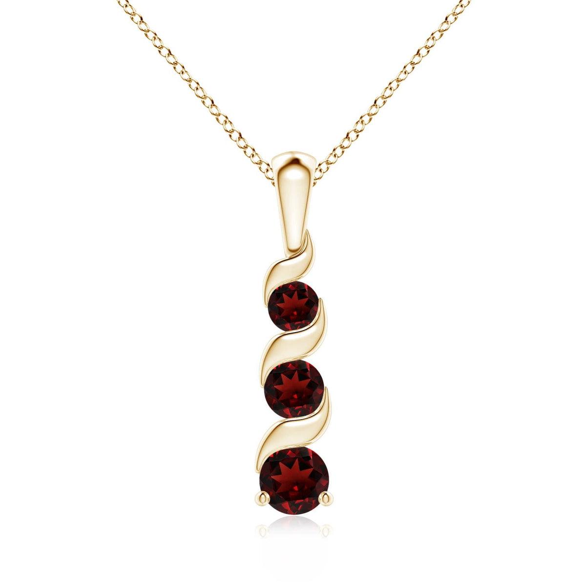 Angara Necklace - Natural Round Garnet Pendant Necklace in 925 Sterling Silver for Women (Size-4mm) | January Birthstone Jewelry, Birthday, Anniversary, Christmas, Jewelry Gift for Women