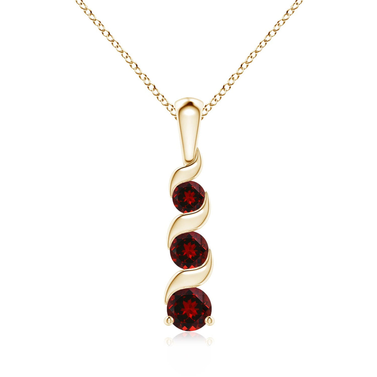 Angara Necklace - Natural Round Garnet Pendant Necklace in 925 Sterling Silver for Women (Size-4mm) | January Birthstone Jewelry, Birthday, Anniversary, Christmas, Jewelry Gift for Women