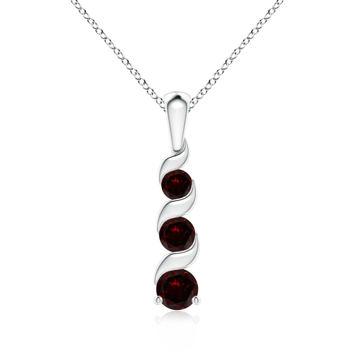 Angara Necklace - Natural Round Garnet Pendant Necklace in 925 Sterling Silver for Women (Size-4mm) | January Birthstone Jewelry, Birthday, Anniversary, Christmas, Jewelry Gift for Women