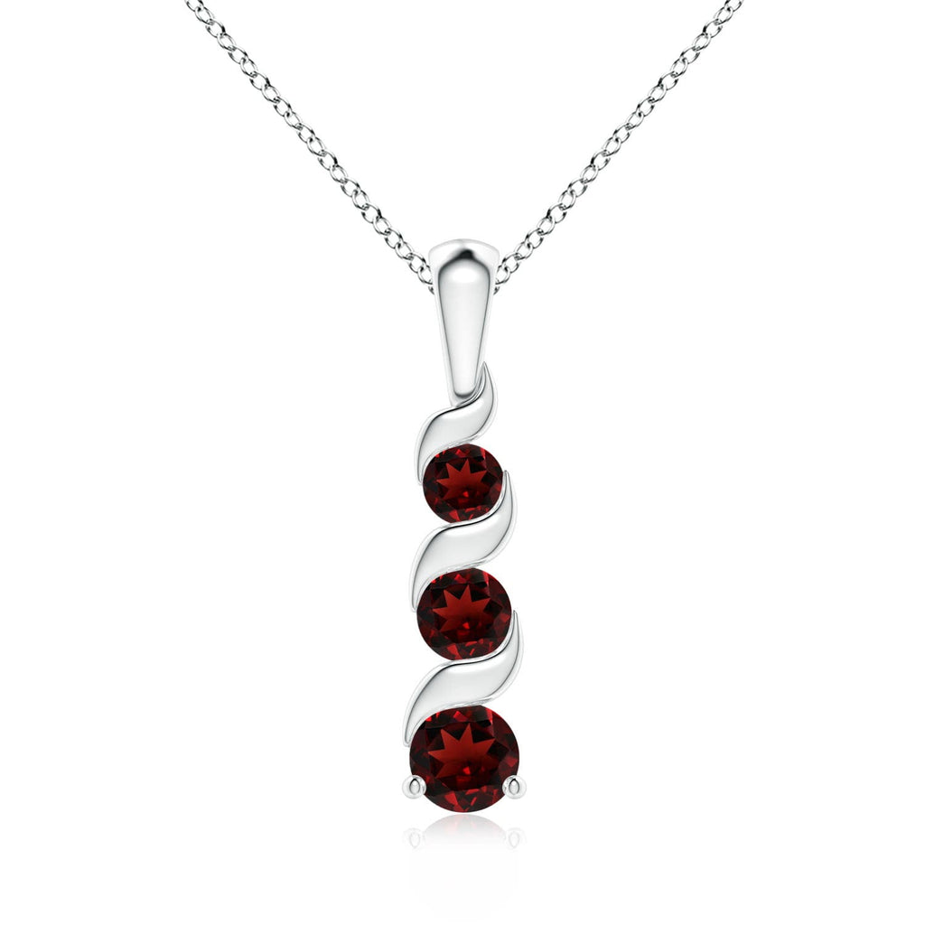 Angara Necklace - Natural Round Garnet Pendant Necklace in 925 Sterling Silver for Women (Size-4mm) | January Birthstone Jewelry, Birthday, Anniversary, Christmas, Jewelry Gift for Women