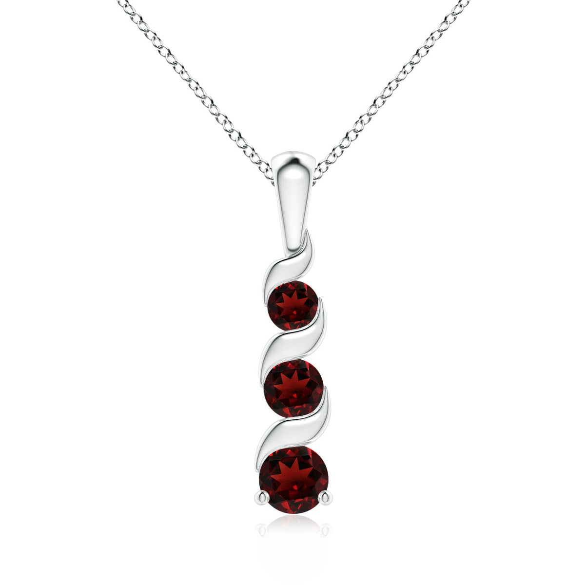 Angara Necklace - Natural Round Garnet Pendant Necklace in 925 Sterling Silver for Women (Size-4mm) | January Birthstone Jewelry, Birthday, Anniversary, Christmas, Jewelry Gift for Women