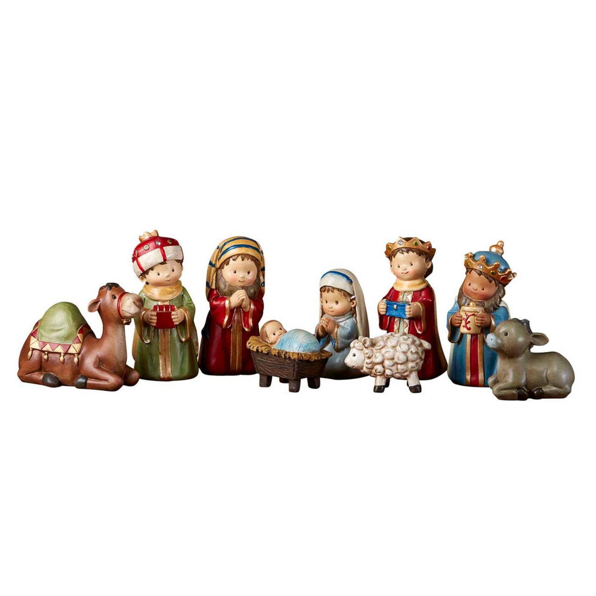 Christian Brands Christmas Pageant Nativity Scene, 4-Inch Scale, 9-Piece