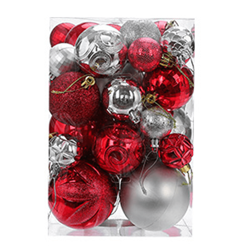 Christmas Ball Ornaments Christmas Tree Decorations Set Shatterproof Big Red Christmas Ornaments Balls for Holiday Party Wreath Xmas Tree Decor - red silver