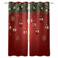 Christmas Blackout Curtains 84 Inches Long, Red Xmas Balls Pine Branches Snowflakes Winter Thermal Insulated Black Out Curtains, Darkening Window Curtain for Bedroom Living Room 52"x84" 2 Panels