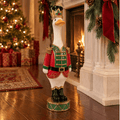 Christmas Faux Nutcracker Goose Resin Statue, Festive Soldier Figurine with Drum Base for Mantel, Porch, Christmas Decor