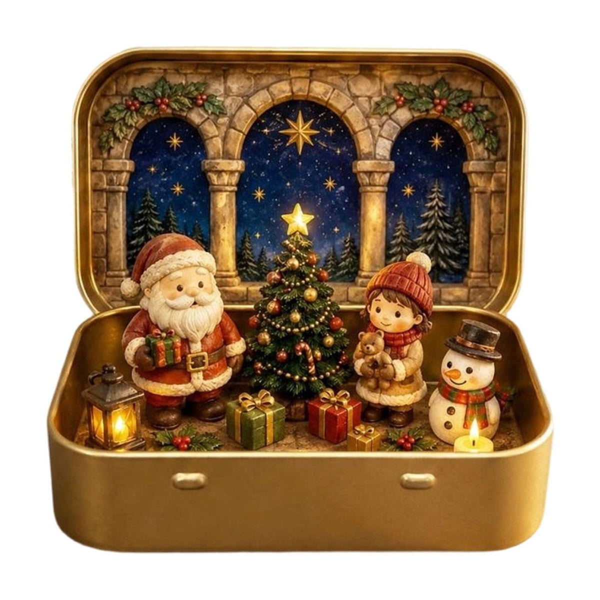3 Pcs Mini Christmas Nativity Set in a Tin Box - Pocket Nativity Scene in a Tin Box with Resin Figures, Mini Nativity Set, Nativity in a Tin - Catholic Christian Stocking Stuffer Gift