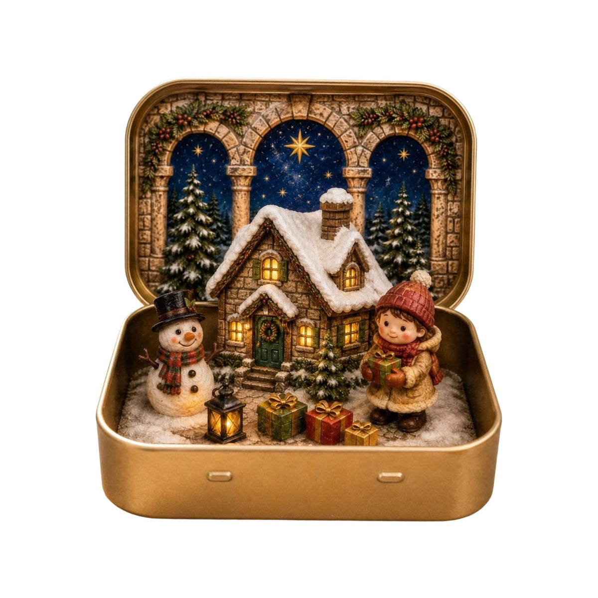 3 Pcs Mini Christmas Nativity Set in a Tin Box - Pocket Nativity Scene in a Tin Box with Resin Figures, Mini Nativity Set, Nativity in a Tin - Catholic Christian Stocking Stuffer Gift