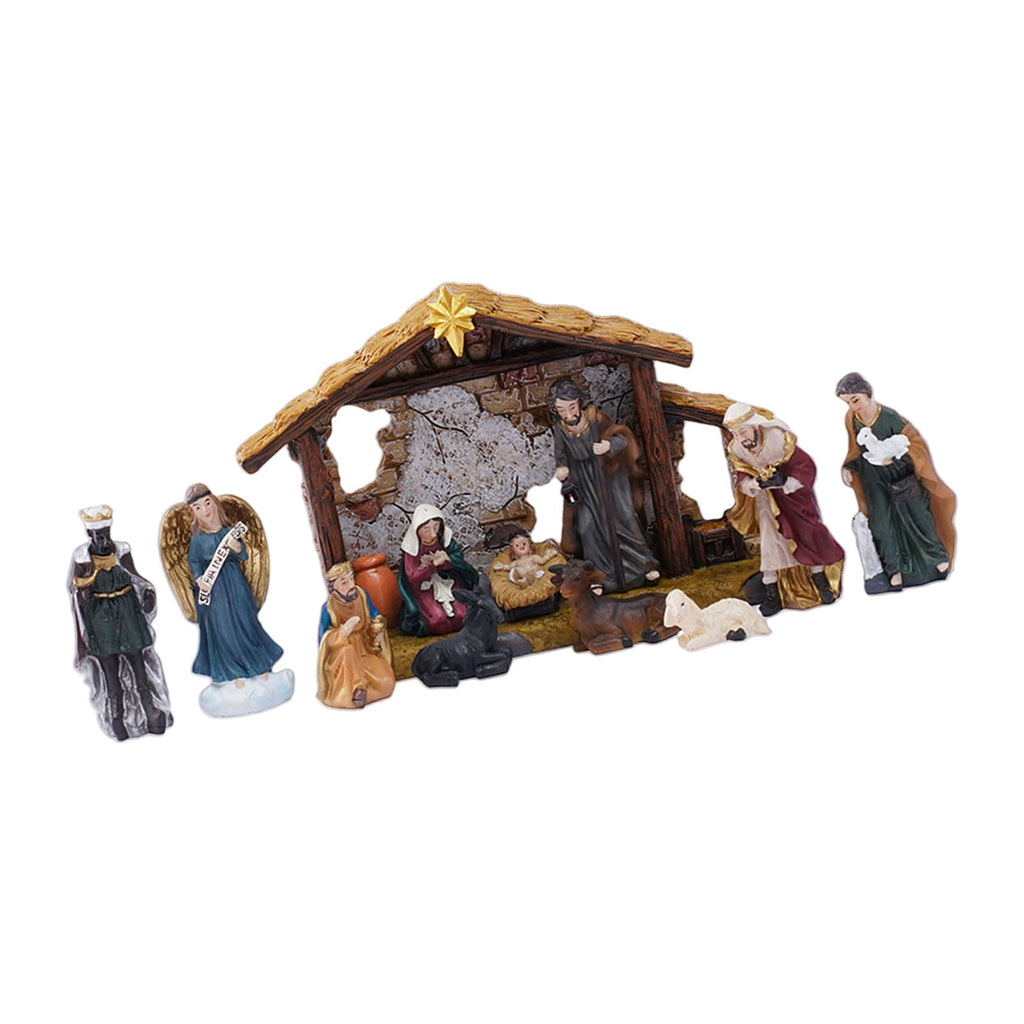 Christmas Nativity Figurines Resins Manger Holy Family Nativity Scene Statue for Xmases Indoor Home Table Decorations
