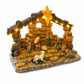 Lighted Nativity Scene with Baby Jesus, Christmas Villages Set with Music & LED Lights, Traditional Nativity Scene Christmas Decorations, Tabletop Holiday Decor, 3 AA Battery or DC Plug Powered