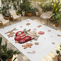 Christmas Outdoor Rug for Patio/Deck/Porch, Non-Slip Large Area Rug 6 x 9 Ft, Xmas Deer Ice Cream Cookies Candy Pine Needles Indoor Outdoor Rugs Washable Area Rugs, Camping Rug Carpet Runner