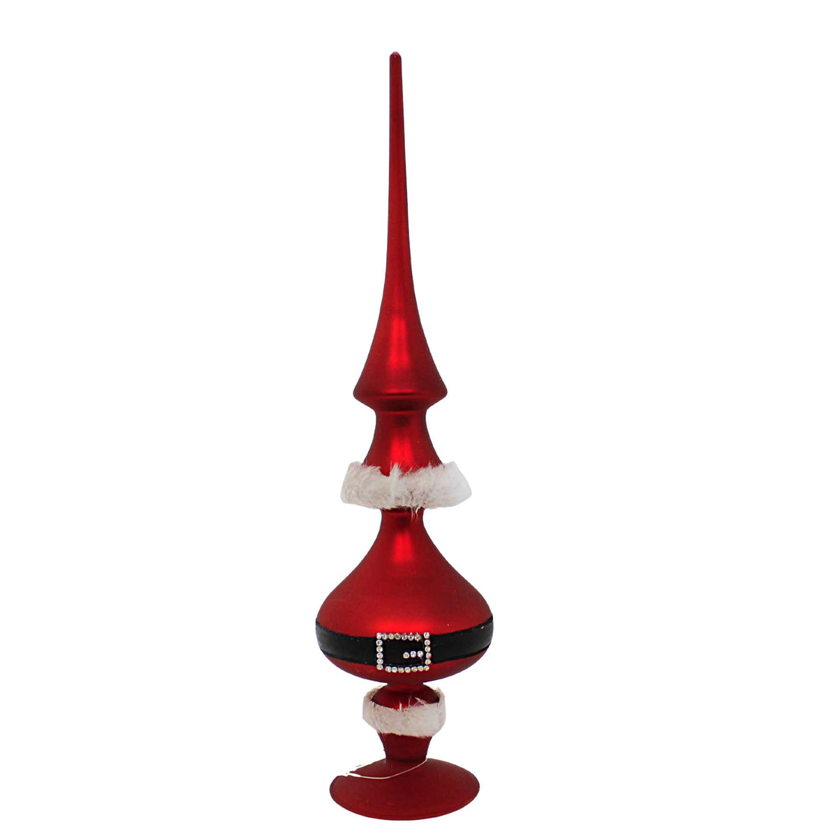 Christmas Santa Belt Tree Top Finial Glass Tabletop Decor 54138D