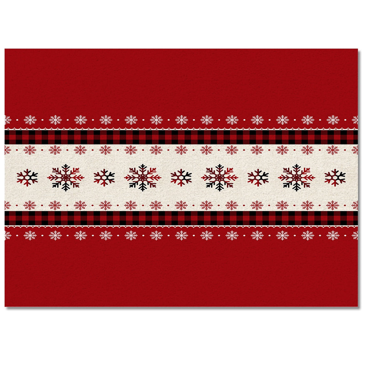 Christmas Snowflake Area Rug 5x7ft Red and Black Buffalo Plaid Non-Slip Washable Square Rugs Soft Felt Indoor Floor Mat for Bedroom Kitchen Living Room Bathroom