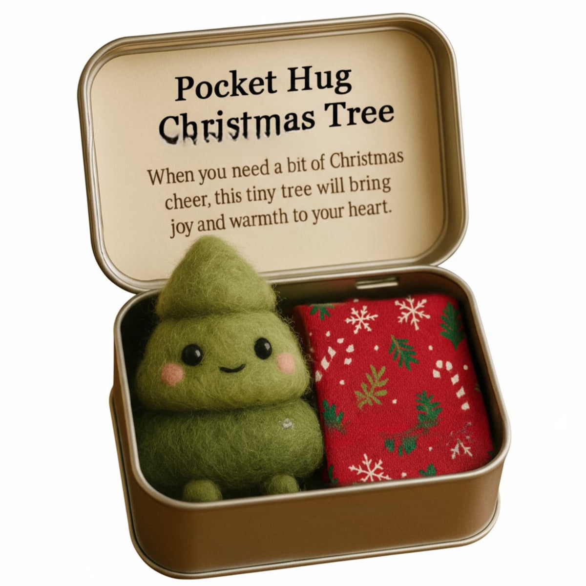 Christmas Tin Box with Plush Toy Surprise Gift Set Holiday Storage Container for s Stocking Stuffer(A)