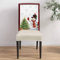 Christmas Winter Dining Chair Covers Set of 8, Snowman Green Christmas Tree Gift Boxes Snowflake Chair Covers for Dining Room Removable Seat Protectors Slipcovers for Home Party Wedding Banquet