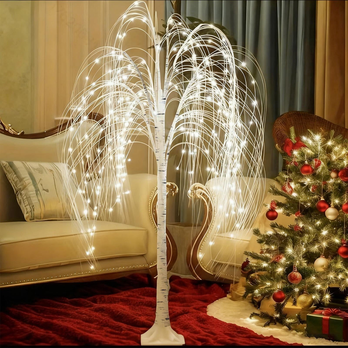 Clearance! Christmas Lighted Willow Tree, 71" Weeping Willow Tree with Remote Control, Pre-Lit Christmas Decor Tree for Home, Wedding, Party and Garden